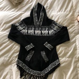 Alpaca wool poncho style hoodie (never worn)